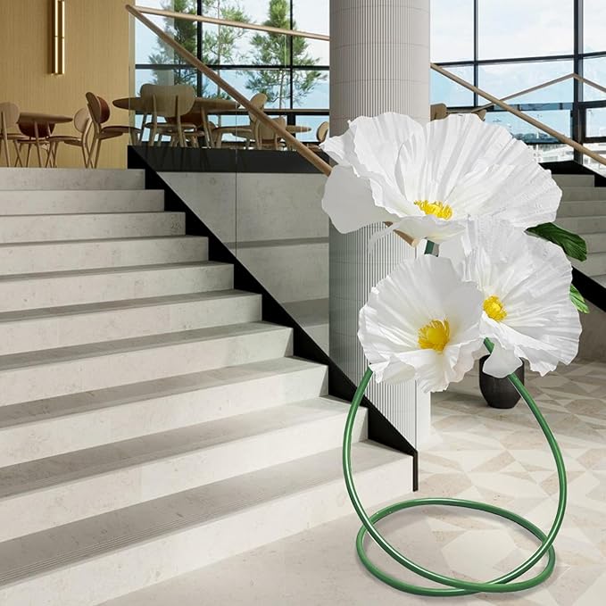 Giant Flowers for Home Decoration - 3 Pack Large Flower Panels for Backdrop Artificial Flowers Wall Table Decor, Flower Birthday Party Decorations for Wedding/Nursery Wall/Baby Bridal Shower (White)