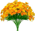Artificial Daisy 8 Bundles Mums Flowers Outdoor UV Resistant Plants Fake Silk Flowers No Fade Greenery Shrubs Home Wedding Office Garden Porch Décor(Orange+Yellow)