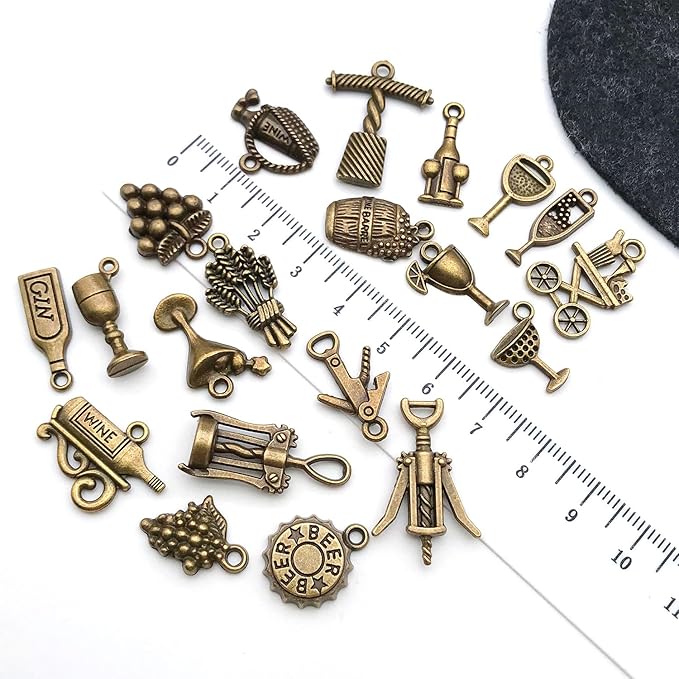 WOCRAFT 60pcs Antique Bronze Wine Bracelet Charms for Jewelry Making Sets DIY Necklace Bracelet Keychain Crafting Charms Kit Craft Supplies (SN871)