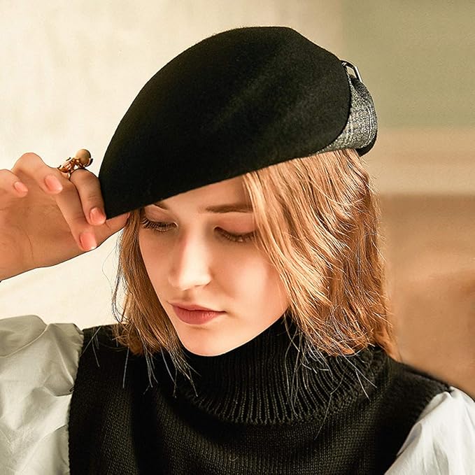 ORIDOOR Women Vintage 100% Wool Felt Flowers Bucket Cloche Bowler Hat Church Wedding Beret Hat