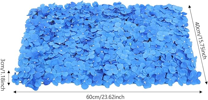 12PCS Artificial Flower Wall Panels Set, 23.62x15.75inch Silk Hydrangeas Flower Wall Decor Backdrop, Dark Blue Floral Wall Background for Wedding Arrangement Home Decoration