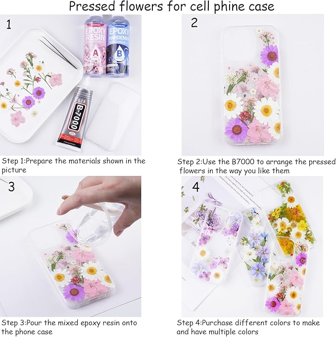 146Pcs Dried Pressed Flowers for Crafts,Xinxinran Dry Flowers Kit for Resin Molds,Epoxy Resin Accessories,Bookmark,Nails, Jewelry Molds,Candle Making Supplies,Soap,Frame(Colorful)