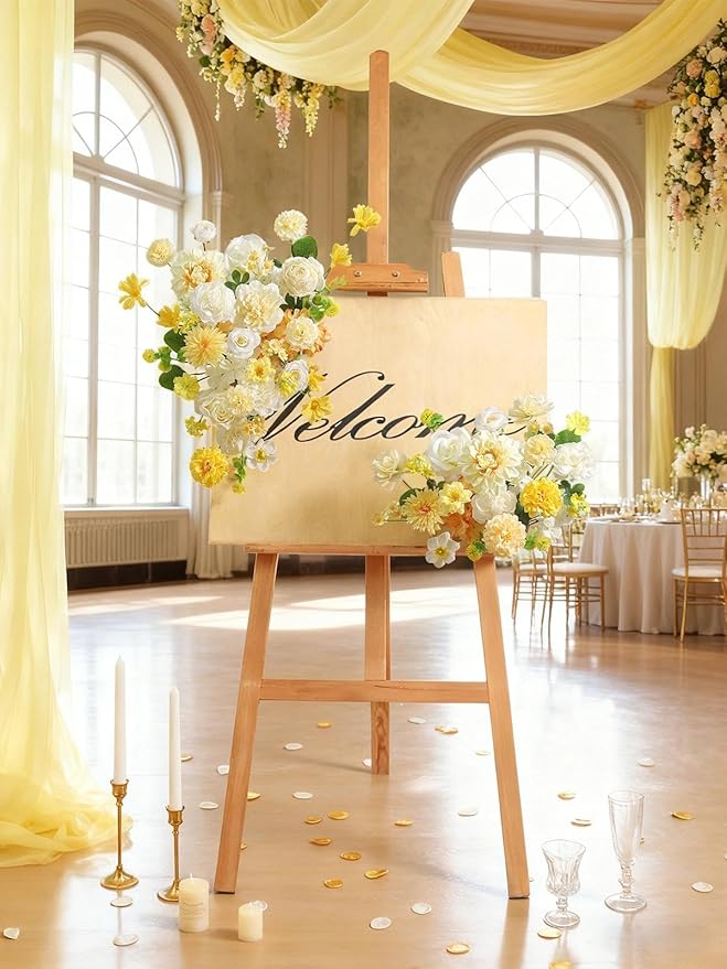 Artificial Flowers Combo Box Set White Yellow Roses Dahlia Fake Silk Flowers with Stems for DIY Wedding Bridal Bouquets,Floral Arrangement,Table Centerpieces,Baby Shower,Home Decorations