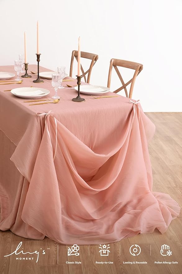 Ling's moment Pink Backdrop Curtains, 10Ft x 23Ft Red Clay Long Sheer Wrinkle-Free Background Backdrop Curtain&Table Cloth for Birthday Party Wedding Baby Shower Photo Booth Decor