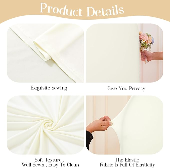 Ivory Arch Backdrop Cover Set of 2 Arch Cover 7.2 and 6ft Wedding Arch Cover Stretchy Backdrop Bridal Baby Shower Birthday Party Ivory Arch Covers Spandex