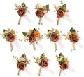TINGE TIME Boutonniere for Men, Groom and Best Man Boutonniere for Wedding Ceremony Anniversary, Formal Dinner Party and Rustic Fall Wedding Marriage (Terracotta)