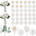 98 Pcs Assorted Faux Flowers Heads with Stem Eucalyptus Leaves Silk Artificial Flowers Bouquet Floral Table Centerpieces for DIY Wedding Party Wreath Home Decoration (White,Classic Style)