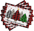 Christmas Tree Placemats Red Country Farmhouse Buffalo Plaid Winter Snowflake Christmas Tree Placemats Table Kitchen Dining Party 12x18 Inch Set of 6