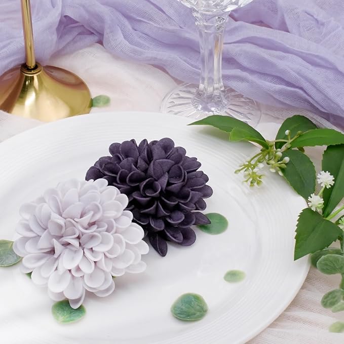 Artificial Flowers, 25pcs Realistic Artificial Rose for DIY Wedding Bouquets Centerpieces Arrangements, Dark Purple and Light Purple Dahlia Flowers with Stem for Bridal Shower Party