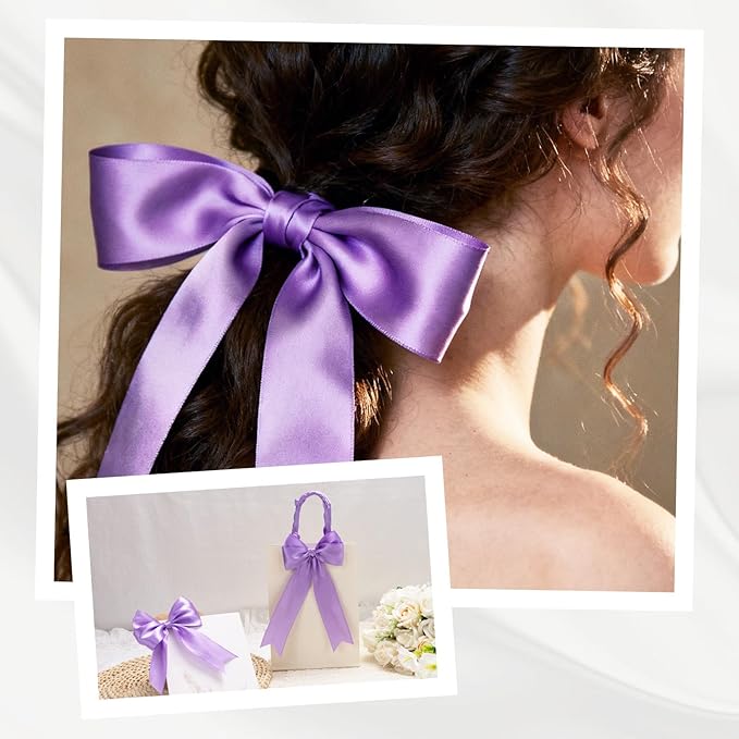 XSEINO 110 Yards Ribbon,1 1/2 Inch Lavender Satin Ribbon for Flower Bouquet, Gift Wrapping, Ribbons for Crafts, Hair Bows Making, Wedding Party Decoration, Sewing, Invitation Cards, Christmas