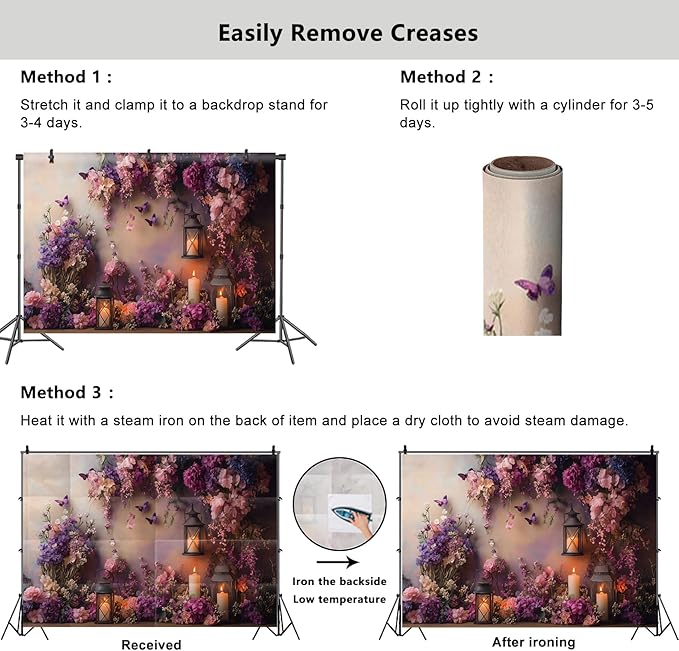 YongFoto Elegant Flower Wall Backdrop 6x4ft Floral Butterfly Candle Photography Background Baby Bridal Shower Wedding Girl Birthday Party Banner Room Decor Portrait Photoshoot Wallpaper Photo Booth