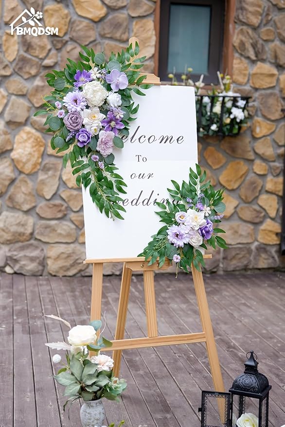 Artificial Wedding Arch Flowers Kit(Pack of 2) for Wedding Decor Ceremony and Reception Backdrop Decoration (Purple)