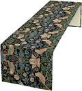Vintage William Morris Floral Table Runner, Flowers Blue Botanical Printed Table Runner for Home Kitchen Dining Table Decoration,13x108 Inch