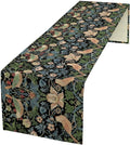Vintage William Morris Floral Table Runner, Flowers Blue Botanical Printed Table Runner for Home Kitchen Dining Table Decoration,13x90 Inch
