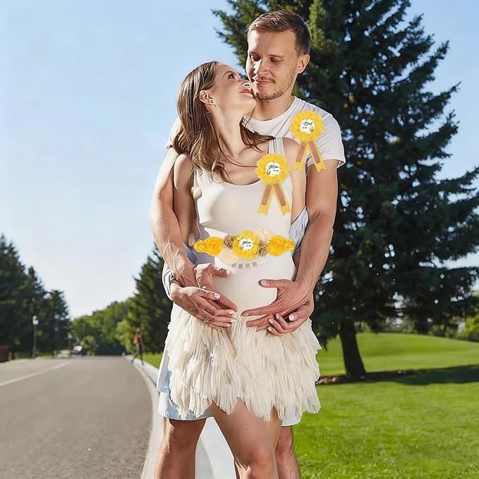 INSYOHO Bee Baby Shower Decorations - Adjustable Honey Bee Theme Maternity Belt with Beautiful Flowers Baby Shower Decorations, Gender Reveal Party Supplies for Mom to Be