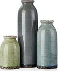 CWLWGO-Ceramic Vase Set of 3, Small Vases for Modern Farmhouse Decoration, Living Room Accents & Dining Table Centerpieces,Idea Bookshelf Décor, Mantel and Entrance Decorations -Multicolor.