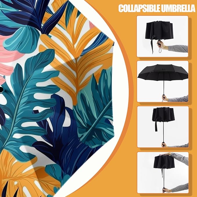 Small Compact Travel Automatic Folding Umbrella for Women, Portable Lightweight, Rain, Wind, UV Sun Shade