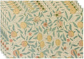 Vintage Floral Placemats Set of 4, William Morris Retro Fruit Boho Botanical Plant Place Mats, Heat Resistant Non Slip Cotton Linen Dining Table Mats for Home Kitchen Party 18x12 Inch