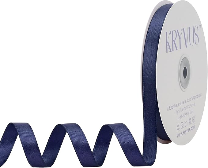 Navy Blue Satin Ribbon, Double Faced 1/2 Inch X 50 Yards Navy Blue Ribbon, Premium Satin Ribbon for Gift Wrapping, Crafts, Hair Bow Making, Sewing, Flower Bouquet, Wedding Party Decor