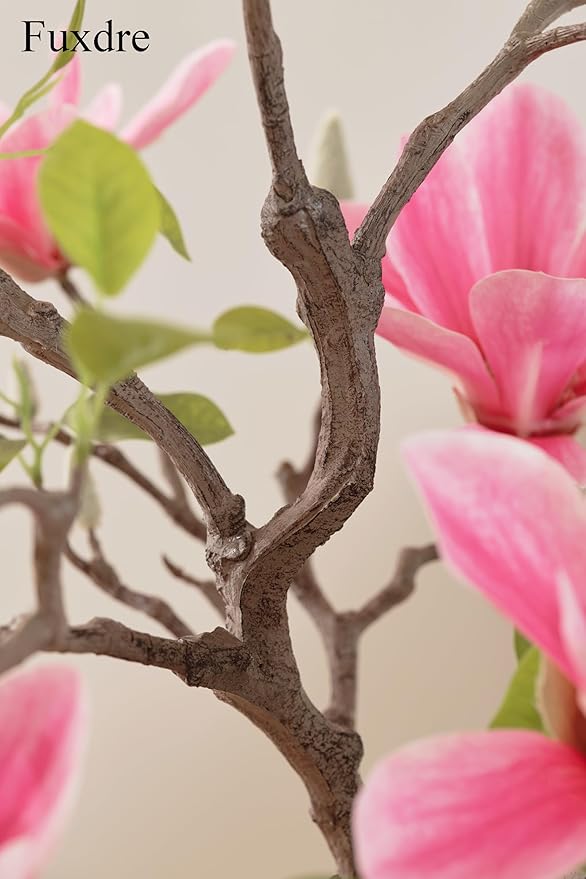 Artificial Magnolia Tree 40 inch, Artificial Flower Tree with Pot, Artificial Magnolia Flower is Realistic Real Touch, Flower Tree Home Decor for Living Room, Floor, Store and Hotel(Pink)