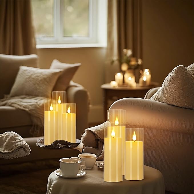 24 Pack LED Flameless Candles Set(14/16/18cm), Battery - Operated with 4 Remotes,Clear, Timer & Flickering/Steady Modes for Home décor, Wedding, Patio,Outdoor.