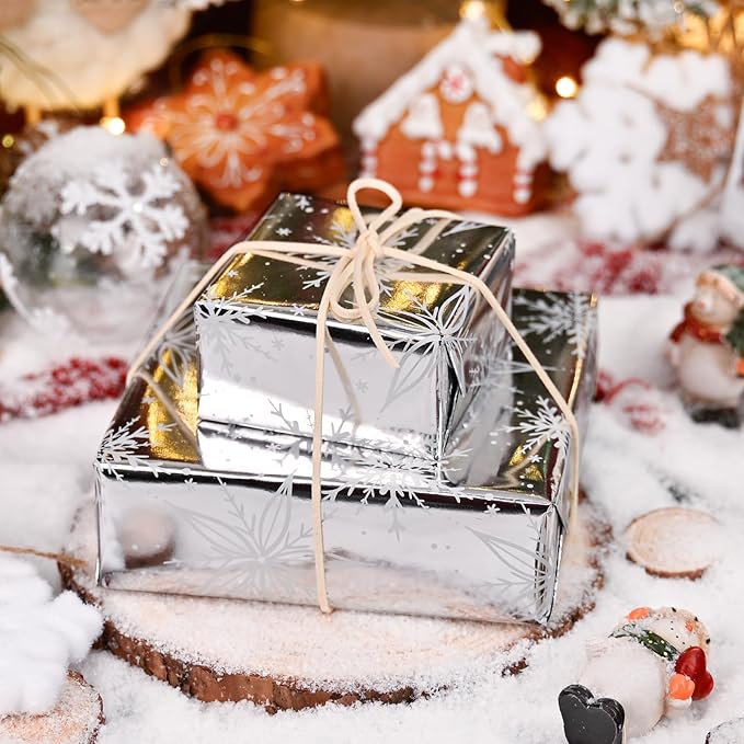 MAYPLUSS Christmas Gift Wrapping Paper Roll - 17 Inch X 33 Feet - Luxurious Metallic Silver Snowflake Elegant Frozen Winter Gift Wrap for Christmas Holiday Scrapbook Paper, Festive Decoration