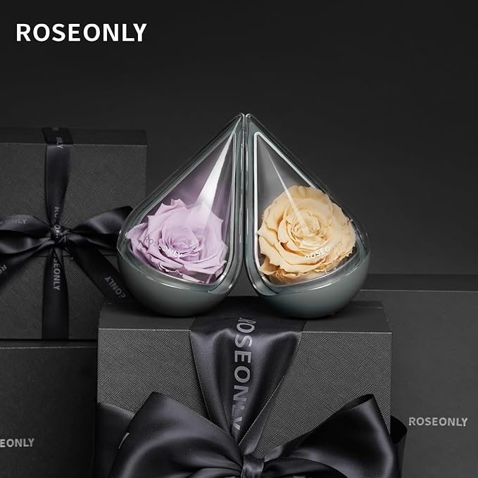 Preserved Rose with Water-Drop Shape, Eternal Flowers Gifts for Women Girlfriend Wife Mothers Real Roses Presents for Her Valentine's Day Christmas Birthday Mother's Day Anniversary (Red)