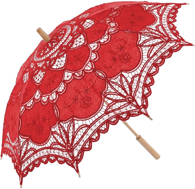Lace Parasol Umbrella Vintage Wedding Bridal Lace Umbrella for Decoration Photo Tea Party 32 Inch Adult Size