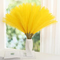 Faux Yellow Pampas Grass - 60pcs 24 Inch Short Artificial Pampas Grass Decor, Fake Pompas Floral for Vase Filler, Wedding Flower Arrangement, Party and Home Decor (Yellow, 60 Pieces)