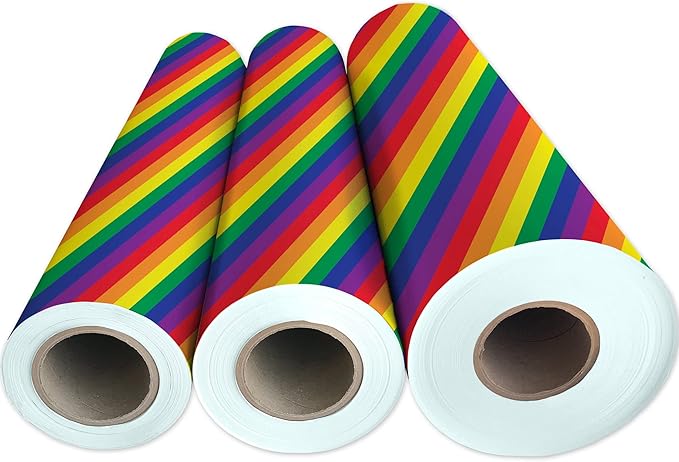 Jillson Roberts Bulk Gift Wrap, Everyday Gift Wrapping Supplies, Rainbow Stripe, 1/4 Ream 208 feet x 24 inches