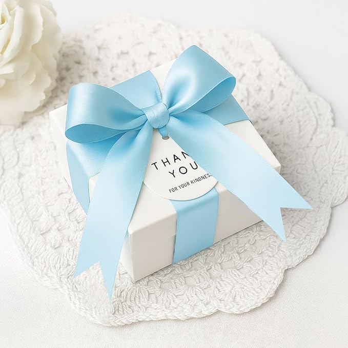 KINGLAKE Baby Blue Satin Ribbon – 1 1/2'' x 100 Yards Polyester Light Blue Ribbon for Gift Wrapping, Baby Shower, Wedding, Party Decoration, DIY Crafts, Floral Bouquets and Wreath Bows