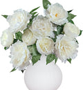 Premium White Peonies Artificial Flowers, Bulk Fake Silk Peony Flowers with Stems, Faux Florals for DIY Wedding Bridal Bouquets, Floral Arrangements, Table Centerpieces, Home Decorations