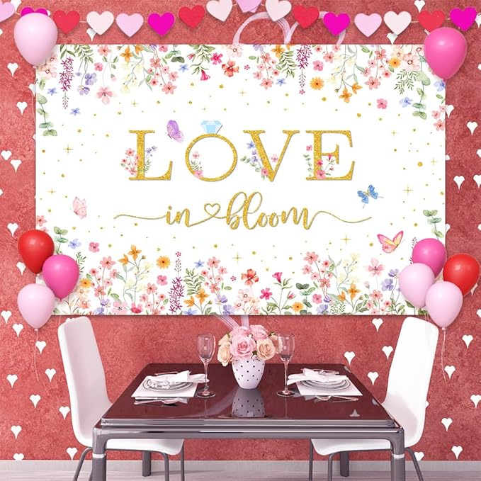 8x6ft Love in Bloom Bridal Shower Decorations Backdrop Wildflower Wedding Shower Background Lower Floral Engagement Wedding Bachelorette Party Decor Supplies Photo Booth Props
