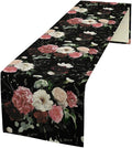Floral Table Runner,Vintage Gothic Flowers Plant Prints Table Runner for Home Kitchen Table Decor Dining Coffee Room Party Decor 13x120 Inch