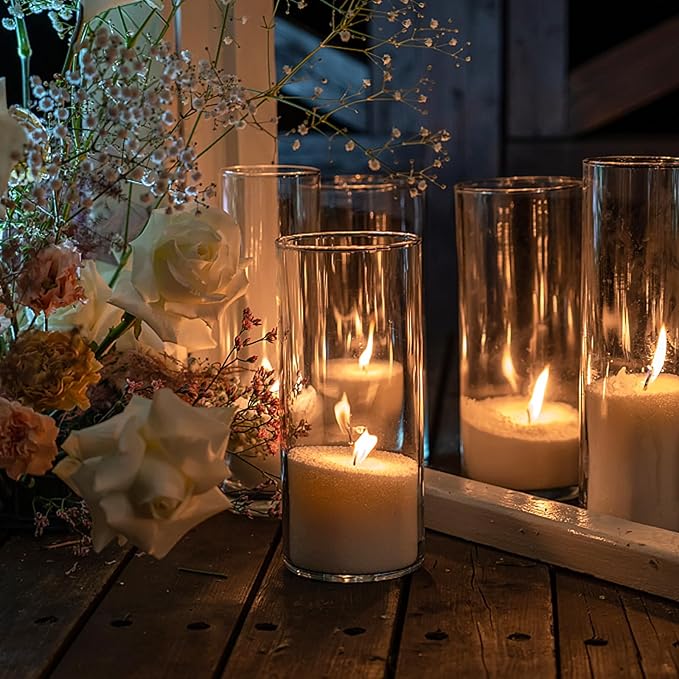 6 Pack Glass Cylinder Vase for Table Centerpieces, 6 Inch Clear Glass Flower Vases Bulk Glass Hurricane Candle Holder Small Floral Vases for Table, Floating Candle Vase for Wedding Home Décor