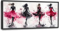 Fashion Woman Large Wall Art Watercolor Girl Pictures Wall Decor Pink Canvas Female Print Painting Modern Artwork Home Decoration for Living Room Bathroom Bedroom Office Framed 60"x30"