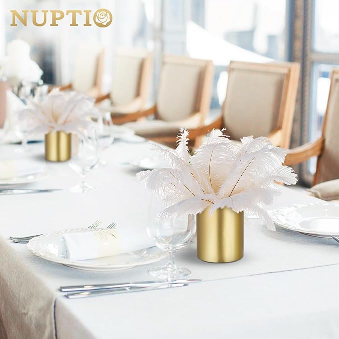 NUPTIO Gold Flower Vases for Centerpieces: 2 Pcs 5.1 inch Small Metal Flowers Vase Stand Wedding Centerpieces for Tables Centerpiece Table Decorations