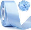 1-1/2 Inch Wide Sky Blue Satin Ribbon, 50 Yards Solid Polyester Fabric Ribbon for Roses Making, Gift Wrapping, Christmas, Wedding Decorations, Crafts, Bows