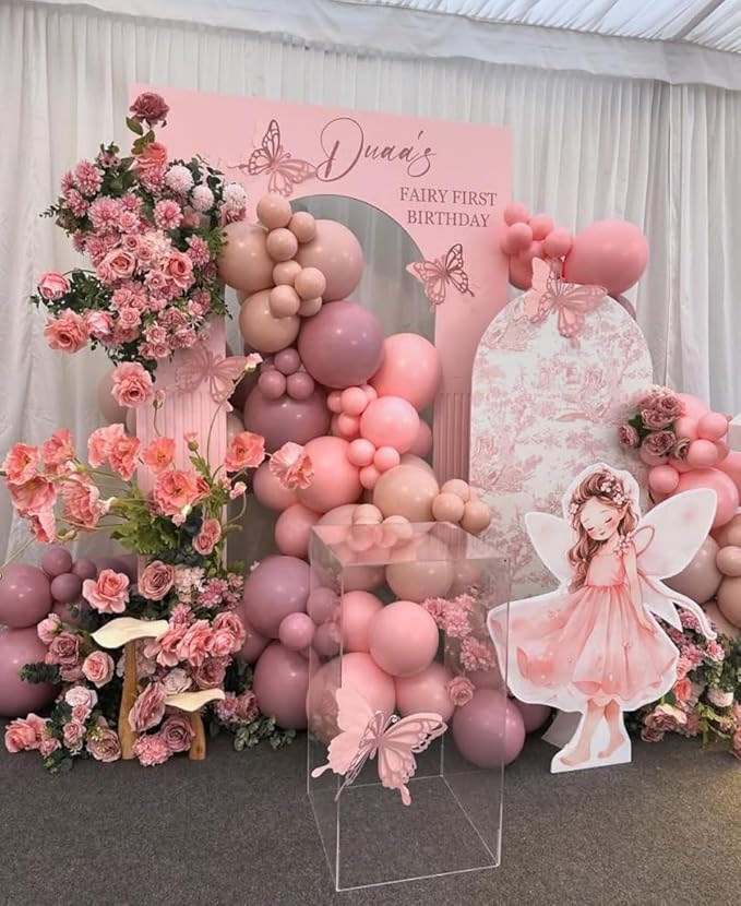 Arch Backdrop Cover Baby in Bloom Baby Shower Arch Stand Spandex Fabric Cover Blue Flowers Floral Pink Bows Girls Birthday Party Baptism Decorations (2.2X5ft,G-4029)