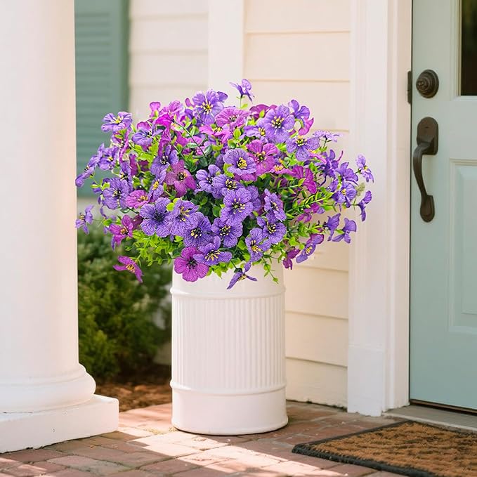 Realistic Silk Daisy Faux Flowers for Outdoor Indoor Decorations - 12 Bundles UV Resistant Artificial Flowers Outside for Hanging Basket Planter Window Box, Fake Plants for Home Porch Garden Décor