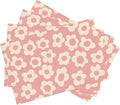 Vintage Groovy Flowers Placemats Set of 4, Placemats for Dining Table,Heat Resistant Stain Resistant Wipeable Table Mats for Kitchen Dining Holiday Party Home Decor,12x18 Inch