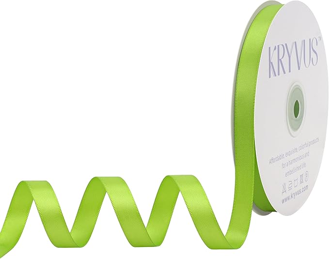 Apple Green Satin Ribbon, Double Faced 1/2 Inch X 50 Yards Apple Green Ribbon, Premium Satin Ribbon for Gift Wrapping, Crafts, Hair Bow Making, Sewing, Flower Bouquet, Wedding Party Decor