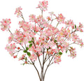 DILATATA Artificial Cherry Blossom Flowers 5 Pcs Silk Cherry Blossom Stems 27.5 Inch Long Stems Faux Silk Peach Flowers for Tall Vase Spring Decor Wedding Party Home Table Arrangement - Pink