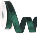 Ribbli Forest Green Velvet Wired Ribbon 1 Inch Velvet with Satin Christmas Ribbon for Gift Wrapping Christmas Tree Decoration Crafts Wreaths Supplies-Continuous 10 Yards
