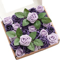 Ling's moment Artificial Wedding Flowers 1.5" Rose Buds and 2" Petite Roses 25pcs Lilac & Purple w/Stem for DIY Wedding Boutonniere Wrist Corsages Bouquets Centerpieces Arrangements