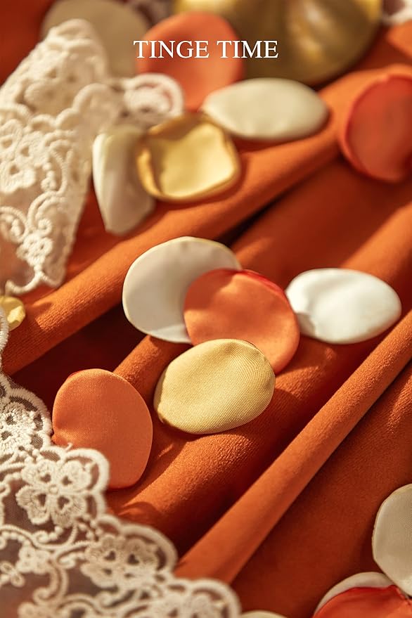 TINGE TIME 400pcs Silk Flower Petals for Wedding, Rose Petals for Decoration, Fake Flower Petals for Bridal Showers, Flower Girl Petals for Anniversaries and Parties (Burnt Orange)