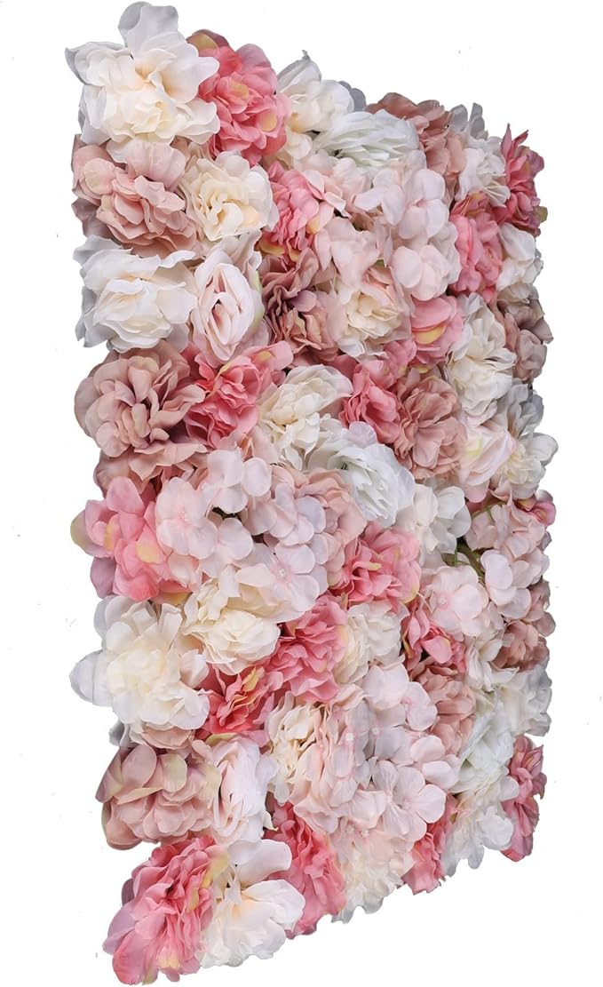 Flower Wall Panels 6pcs 24x15 Inch Artificial Wall Flower Backdrop for Wedding Party Baby Bridal Decor, Hanging Fake Silk Flower Backdrop Wall Decor (6pcs)