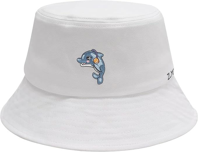 ZLYC Unisex Fashion Embroidered Bucket Hat Summer Fisherman Cap for Men Women