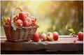 Apple Fall Fruit Basket Placemats Set of 6 PVC Vinyl Non Slip Table Mats Heat Resistant Place Mats Washable Wipeable Dining Table Mat for Kitchen Decor Party Indoor Outdoor Decorative Gift