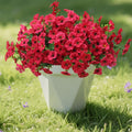 12 Bundles Artificial Flowers for Outdoor, UV Resistant Faux Mums with Eucalyptus Leaves Fake Plants for Outdoor Planters Greenery Boxwood Porch Patio Decoration